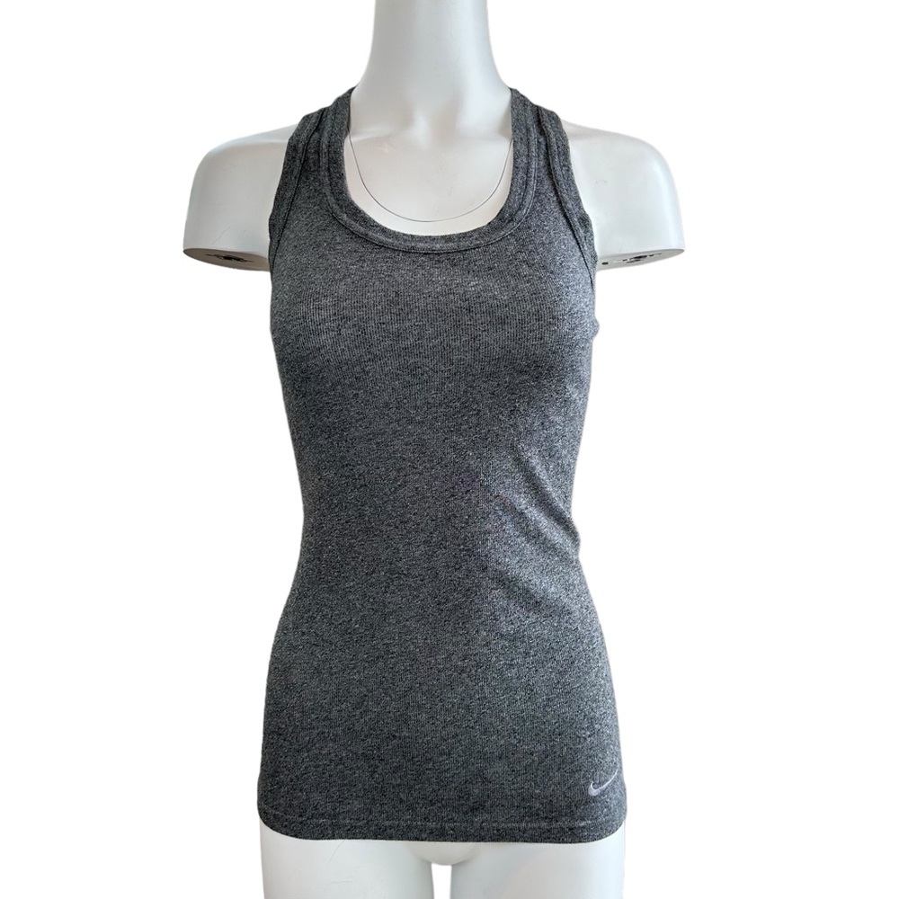 Nike Women's DRI-FIT Tight Fit Knit Racerback Tank Top Activewear Gray Small S